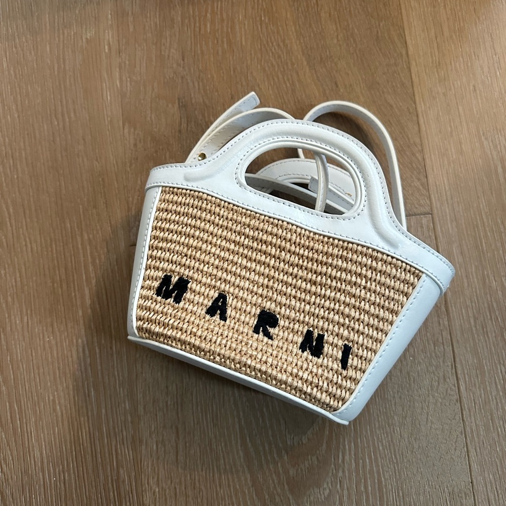 Marni Black and Tan Mini Woven Bag